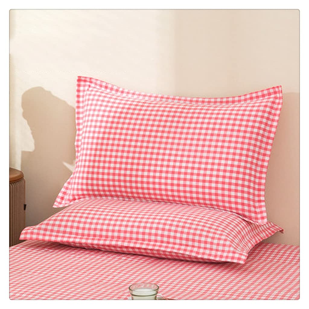 MFJGHU Northern Europe Grid Cotton Pillowcase Wrinkle Craft Super Soft Fall Sleep(Style E)
