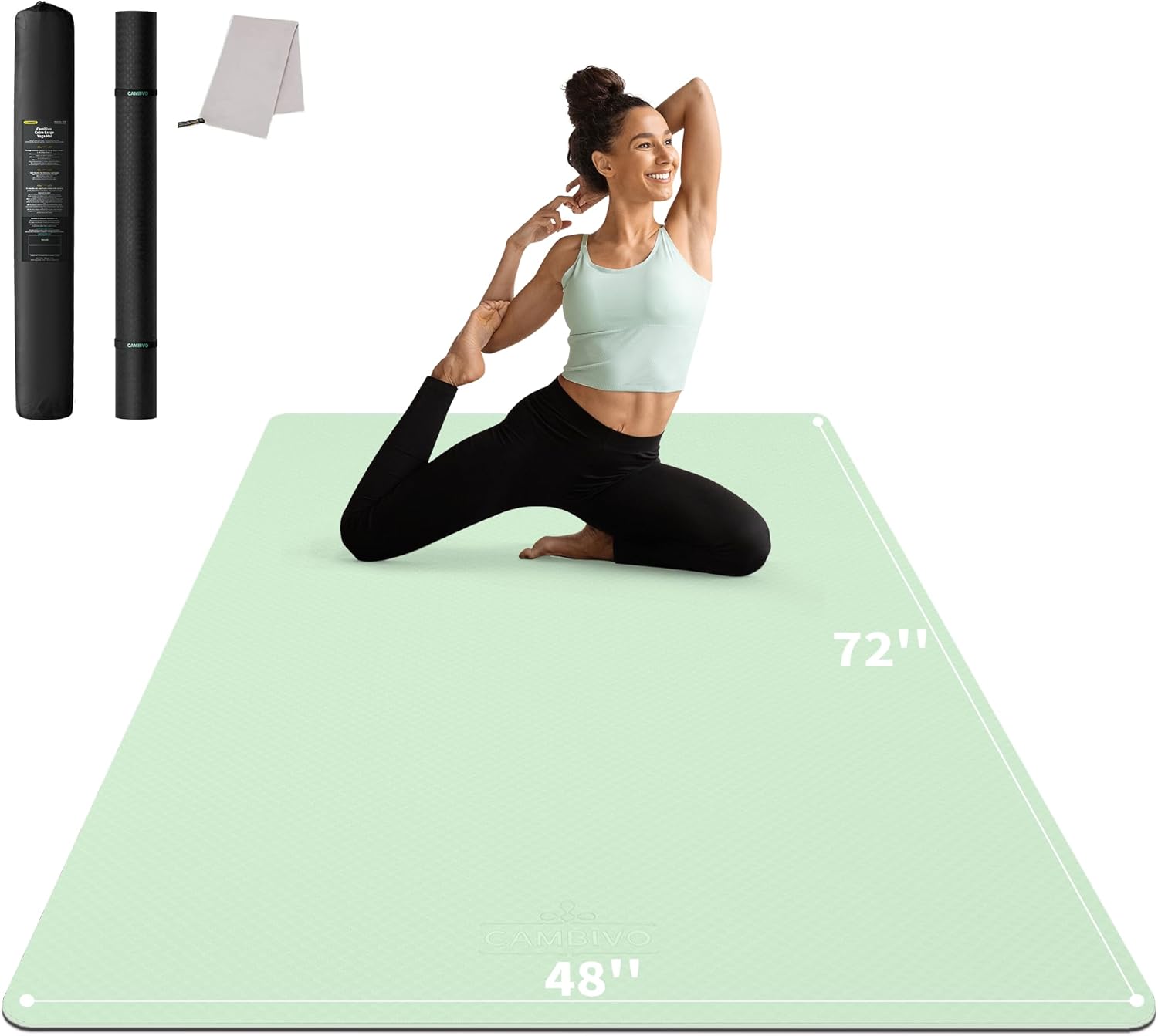 CAMBIVO Large Yoga Mat (6'x 4'), Extra Wide Workout Mat for Men and Women, 0.24''/0.32''/0.4''/0.48'' Thick Exercise Fitness TPE Mat for Home Gym, Yoga, Pilates, Workout (Barefoot Exercise)