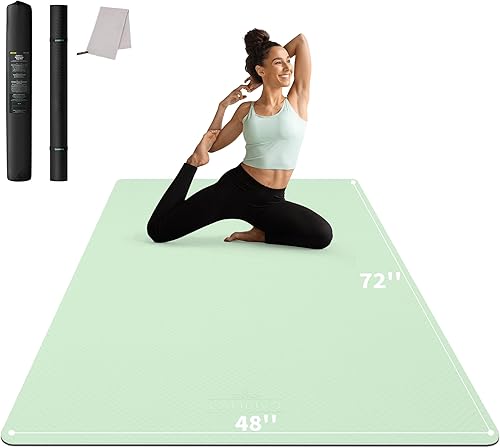 Vista 11 de CAMBIVO Esterilla de Yoga Grande (6' x 4'), Alfombrilla de Entrenamiento Extra Ancha para Hombres y Mujeres, Esterilla de Yoga Gruesa de 1/3 y 1/4