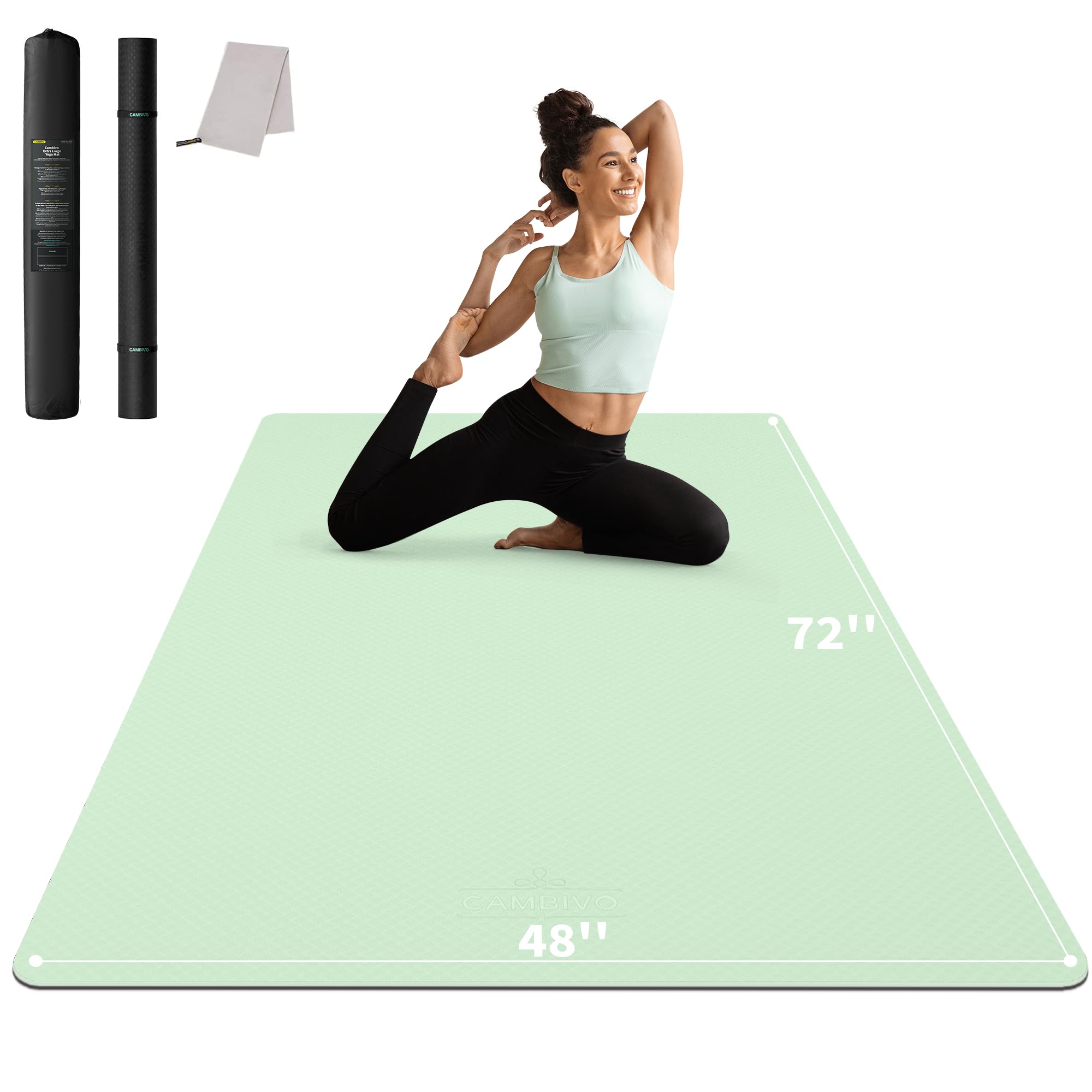 CAMBIVO Esterilla Yoga Grande 183x122cm | Pilates Fitness TPE Antideslizante, Colchoneta Gimnasia Gruesa para Ejercicio en Casa, Gimnasio, Deporte