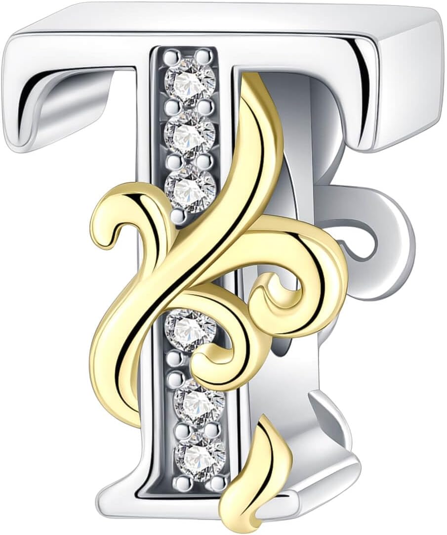 LUXILLA 925 Sterling Silver Letter A~Z Charms Alphabet fit for Bracelet Necklace Pendant Bead Charms Valentine's Day Mother's Day Jewelry Gifts for Women Family Friends