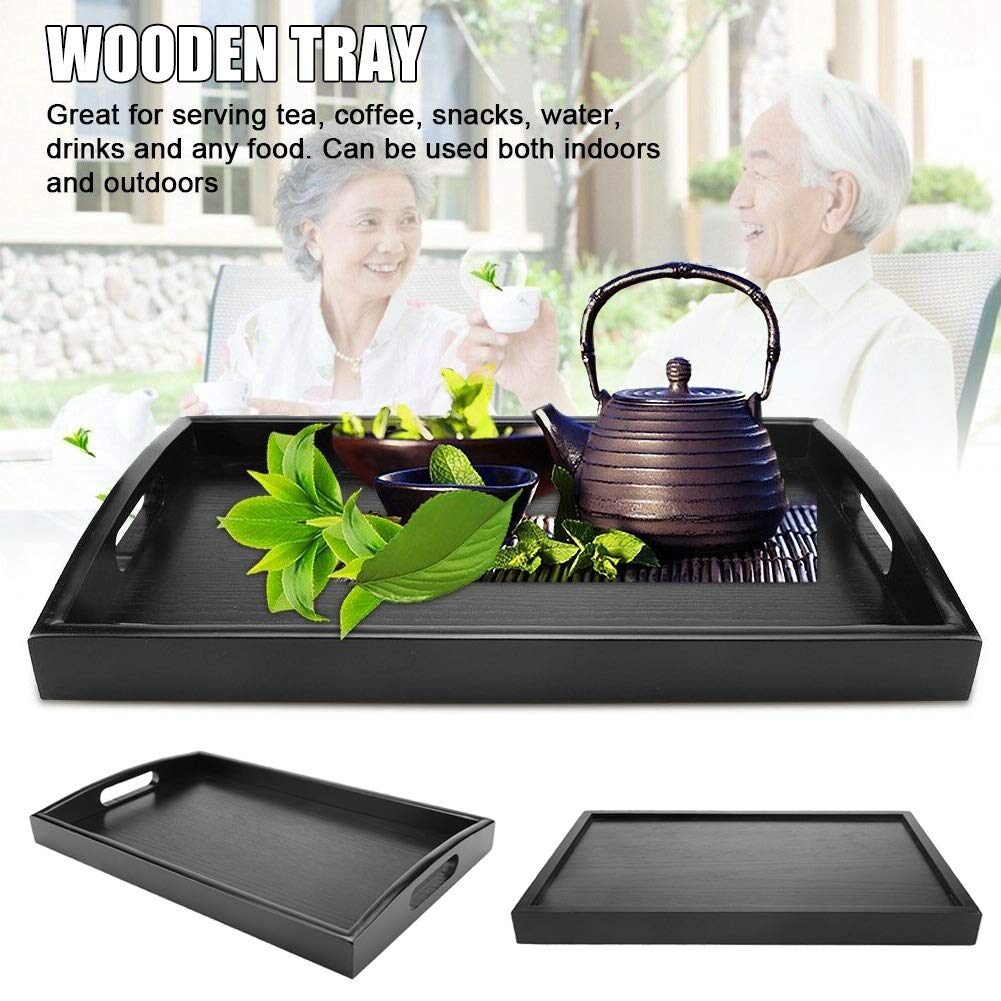 Bandeja antideslizante con asa, 30 x 20 cm, ideal para servicio de alimentos, bebidas, aperitivos, té y café, y utensilios de bar versátiles para un fácil transporte