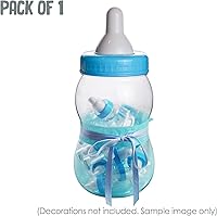 Vista 3 de Evershine Banco de biberones de plástico, banco de ducha de bebé rellenable azul de 13 pulgadas, centro de mesa de botella de plástico Jumbo Baby