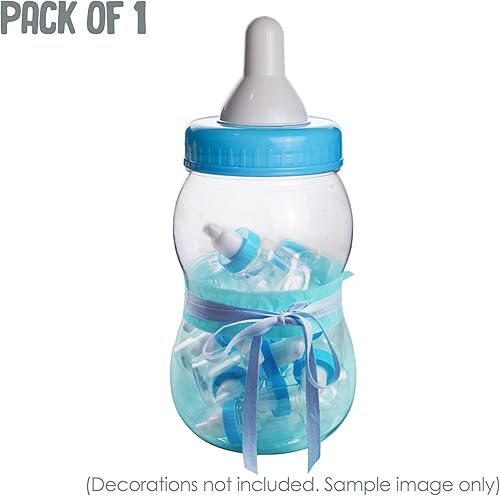 Miniatura 3 de Evershine Banco de biberones de plástico, banco de ducha de bebé rellenable azul de 13 pulgadas, centro de mesa de botella de plástico Jumbo Baby