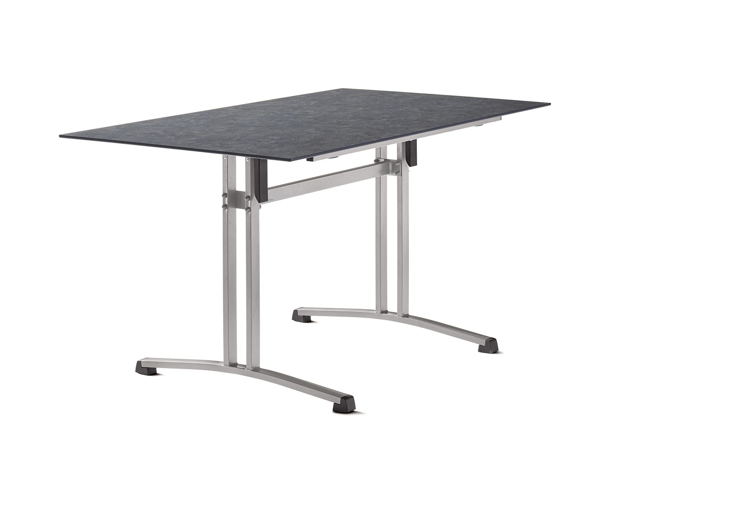 SIEGER Gastro-Tisch mit Säulenklapp-Gestell und Polytec® Platte, Gestell Graphit, Platte Schiefer anthrazit