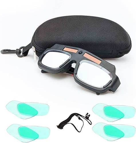Miniatura 1 de Gafas de soldadura de oscurecimiento automático solar, gafas, 8 lentes protectoras de PC, con una caja de almacenamiento adecuada para gafas