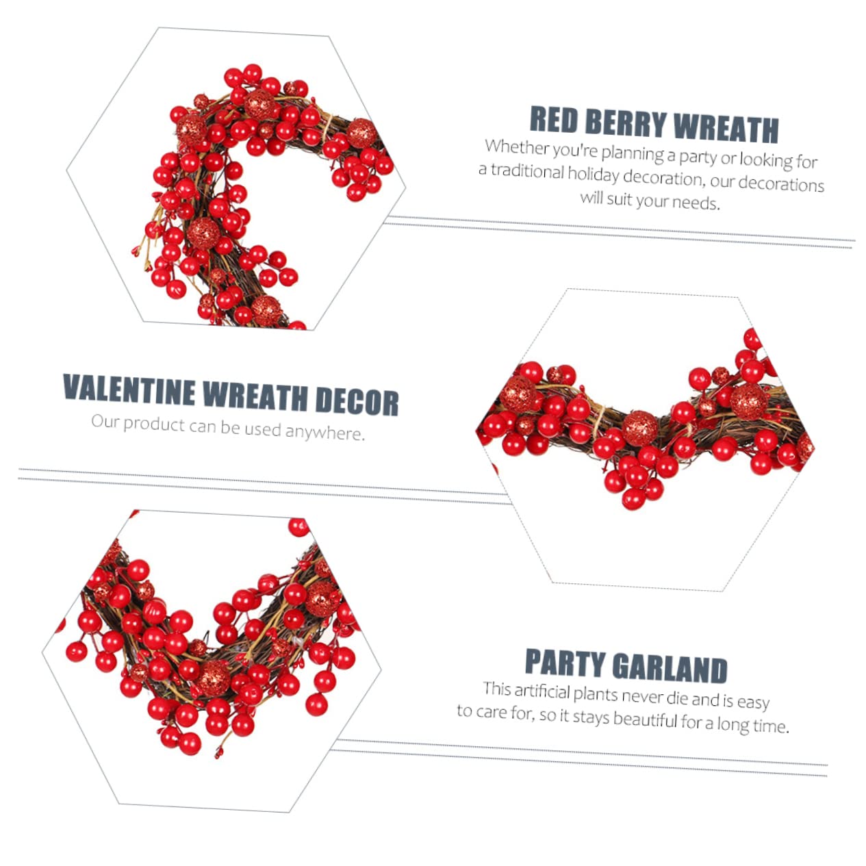 ABOOFAN Kranz Party Herz Kranz Red Berry Valentinstag Hause Dekorative Girlande