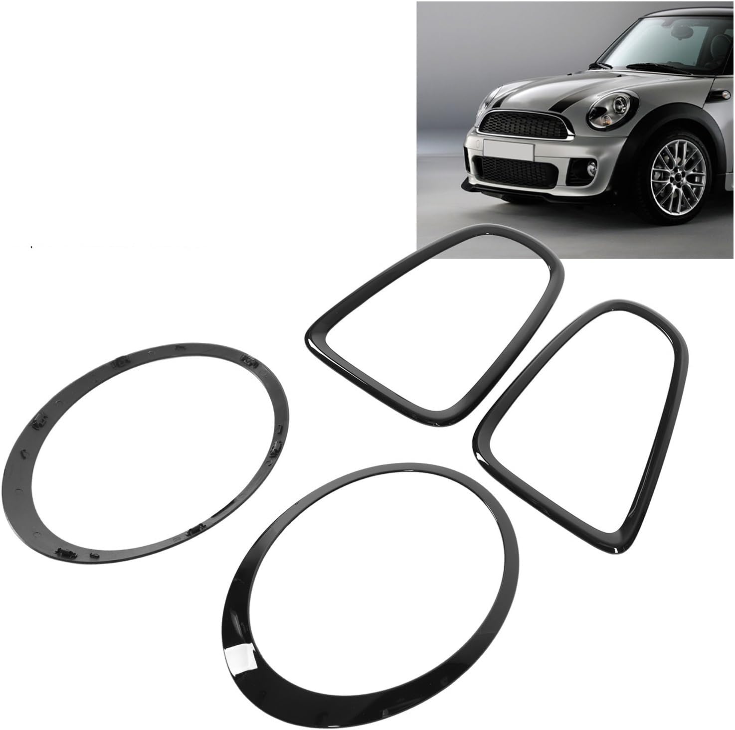 4Pcs Car Headlight Taillight Cover Trims Frame Bezel Cover Ring Compatible For Mini R56 R57 R58 R59 Cooper S JCW 2007‑2015