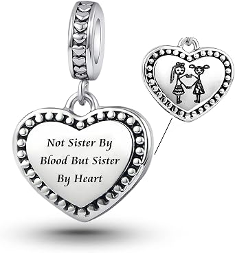 LSxAB Charm Heart Love Sister BFF Friendship Charm Compatible with Pandora Bracelets