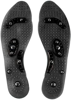1 Pair Magnetic Therapy Insole Silicone Weight Loss Natural Magnet Acupressure Shoe Boots Pads Thenar Healthcare Massage for Men and Women Black L (11.2''/28.3cm)