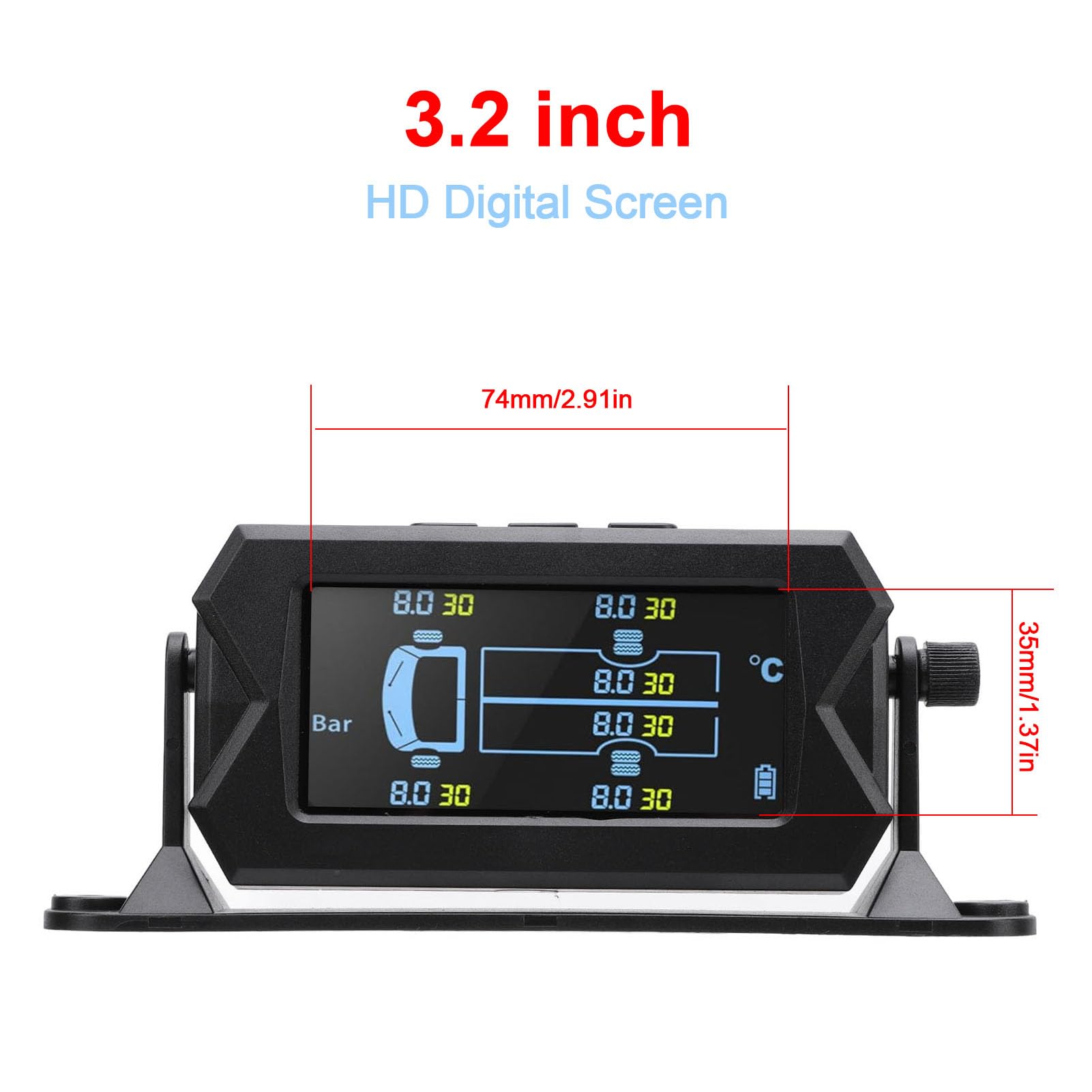 Akozon di Monitoraggio della Pressione dei Pneumatici Carica Solare TPMS con 6 Sensori per Camion RV Monitoraggio in Tempo Reale della Pressione e della Temperatura (15 Bar)