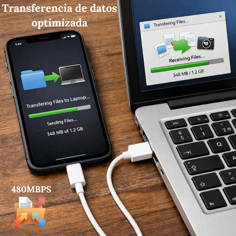 Cable USB C carga rápida 120W a USB [Pack 2m + 1m] 3A tipo C compatible con Iphone, Xiaomi, Samsung, Oppo, Huawei, Google Pixel, Carplay, Play Station, Nintendo Switch y transferencia datos 480Mbps