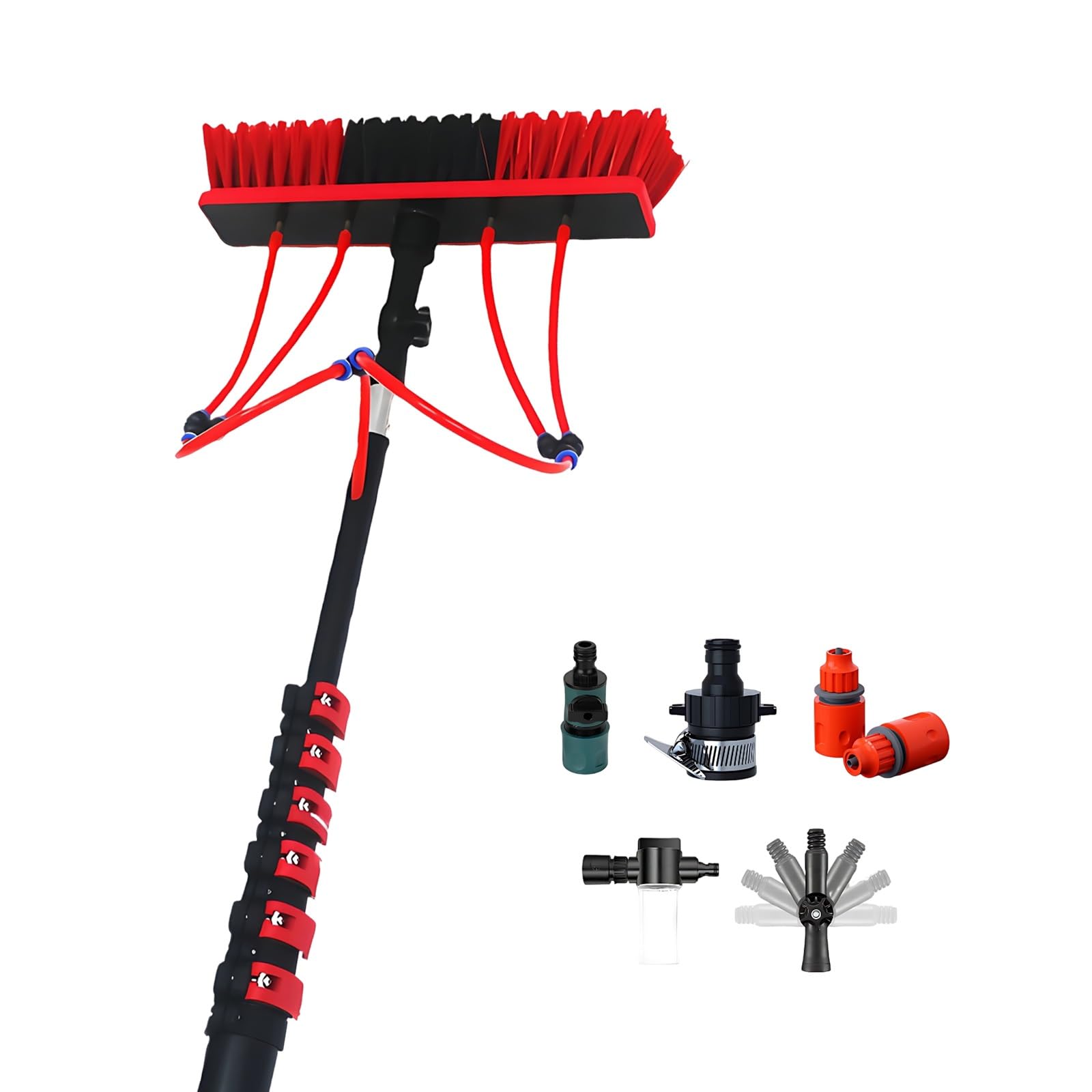 XYFGODEM Telescopic Carbon Fiber Washing Brush with Water Passage for Windows, Roofs and Trucks - Professional Tool for Exterior Cleaning
