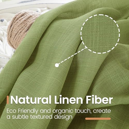 Image of BGment Olive Green Linen Curtains 36 Inch Length for Short Kitchen Window - Rod Pocket Small Drapes Sheer Light Filtering for Cafe Bedroom Decor Lightweight Natural Rustic, 2 Panels Set, 42 X 36 Inch