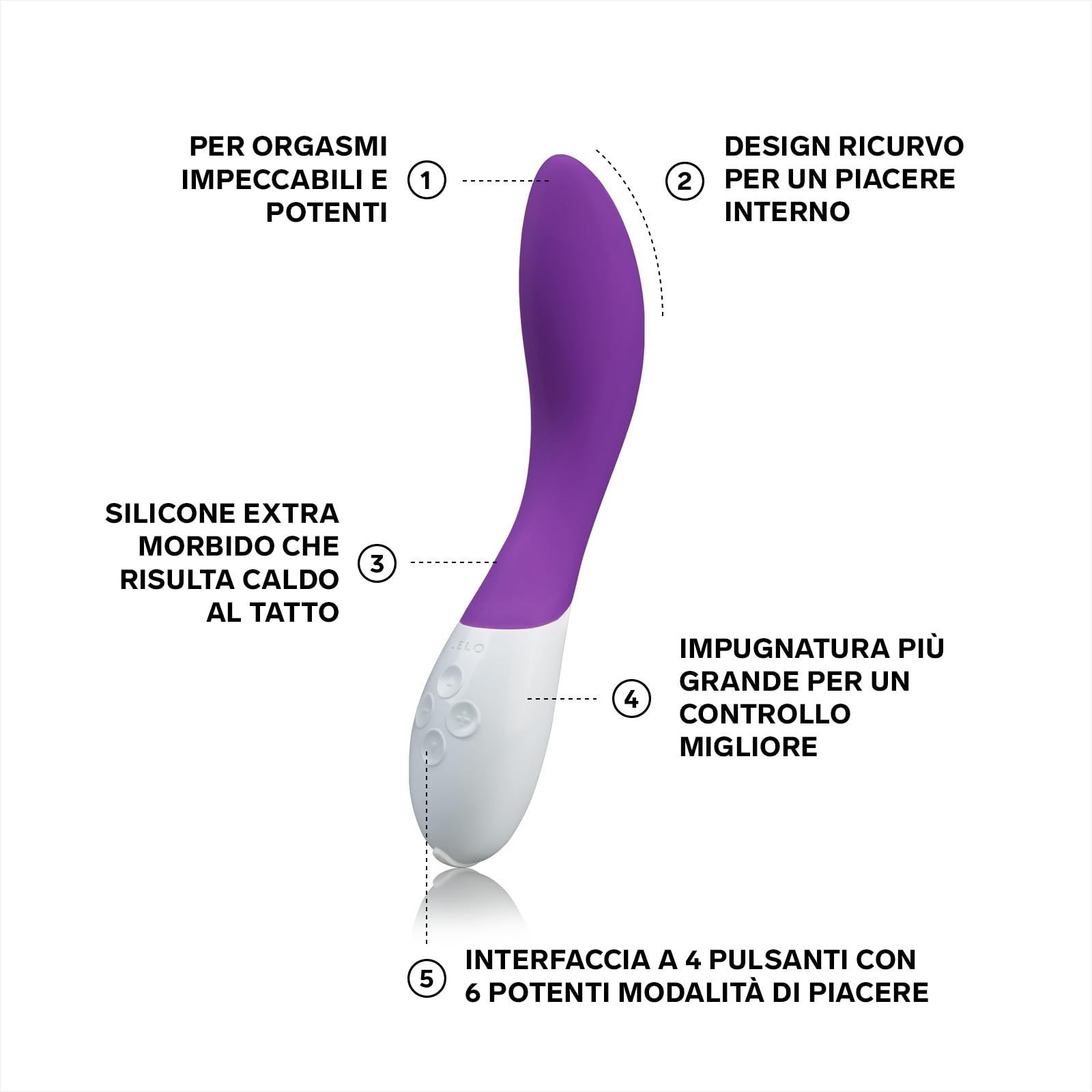 LELO MONA 2, Viola, Vibratore per Donna per la Stimolazione del Punto G, Vibratori, Vibratori Donna