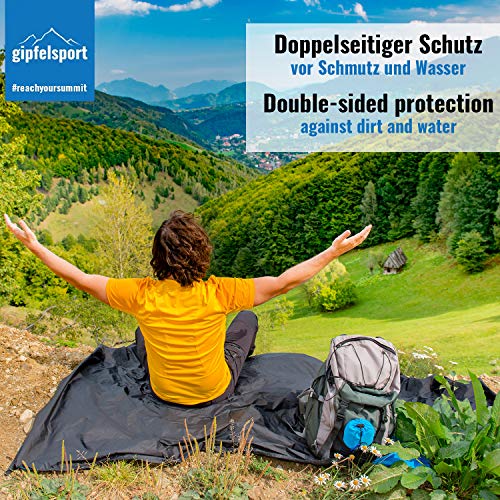 gipfelsport Picknickdecke - Outdoor Picknick Decke I Stranddecke, wasserdicht, waschbar, sandfrei I 200x140cm groß I schwarz