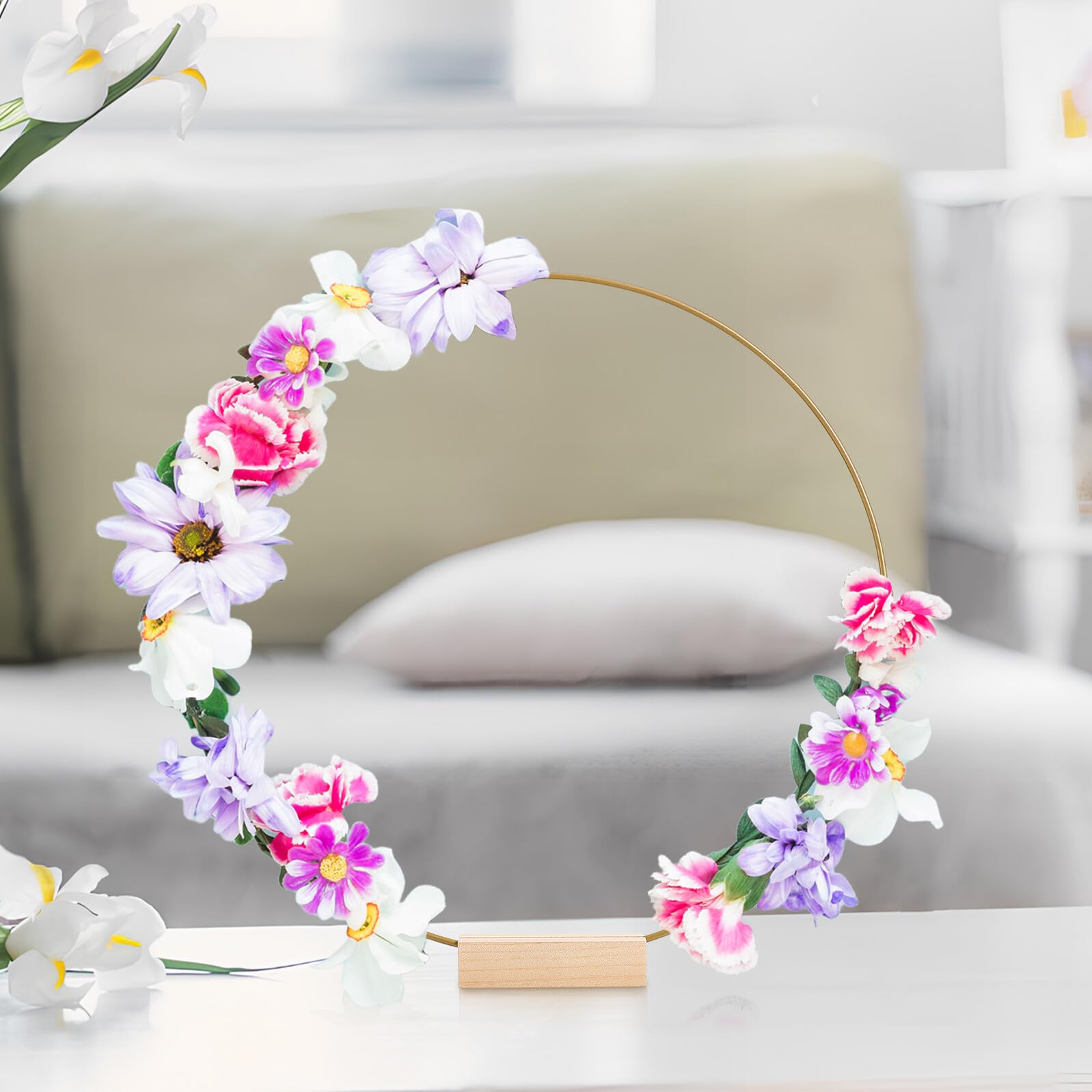 Healifty Aros de Macramé para Manualidades 30 Cm con Base de Madera y Metal, 10 Piezas, Anillos Artesanales para Centro de Mesa, Decoración de Bodas y Eventos