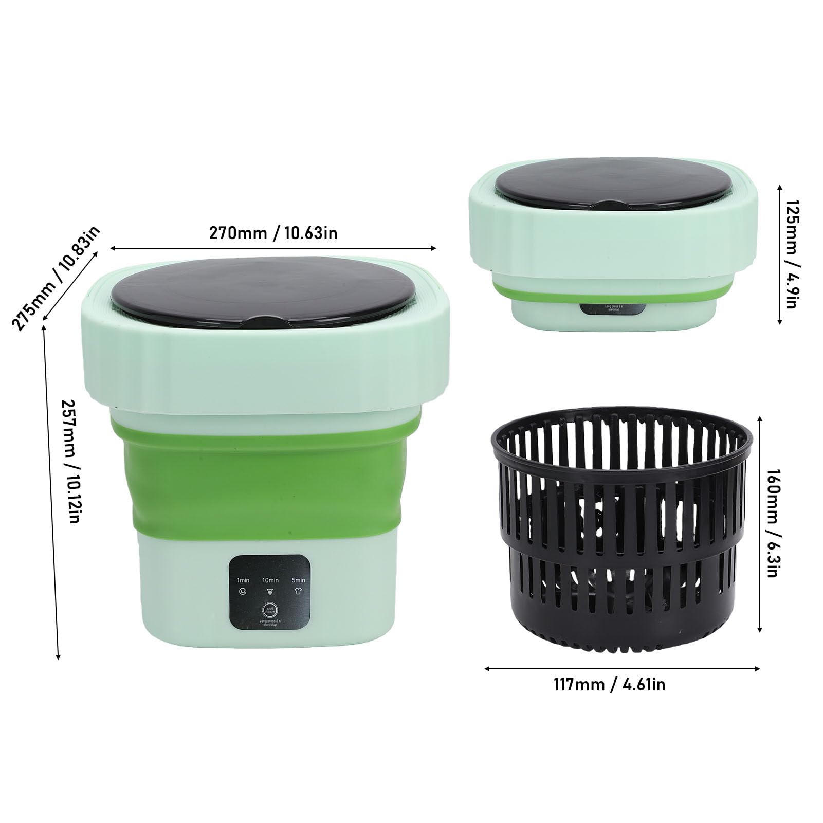 Lavadora Plegable de 6 Litros con Cesta para Manguera de Drenaje (Enchufe de la UE 100-240V)