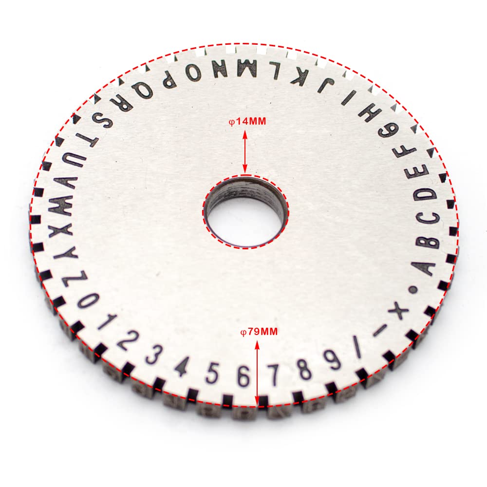 Toplionace Carattere Piastra Caratteri Word Ruota Dentata per Goffratrice Manuale in Acciaio Goffratrice con Piastra in Lamiera (5.0MM)