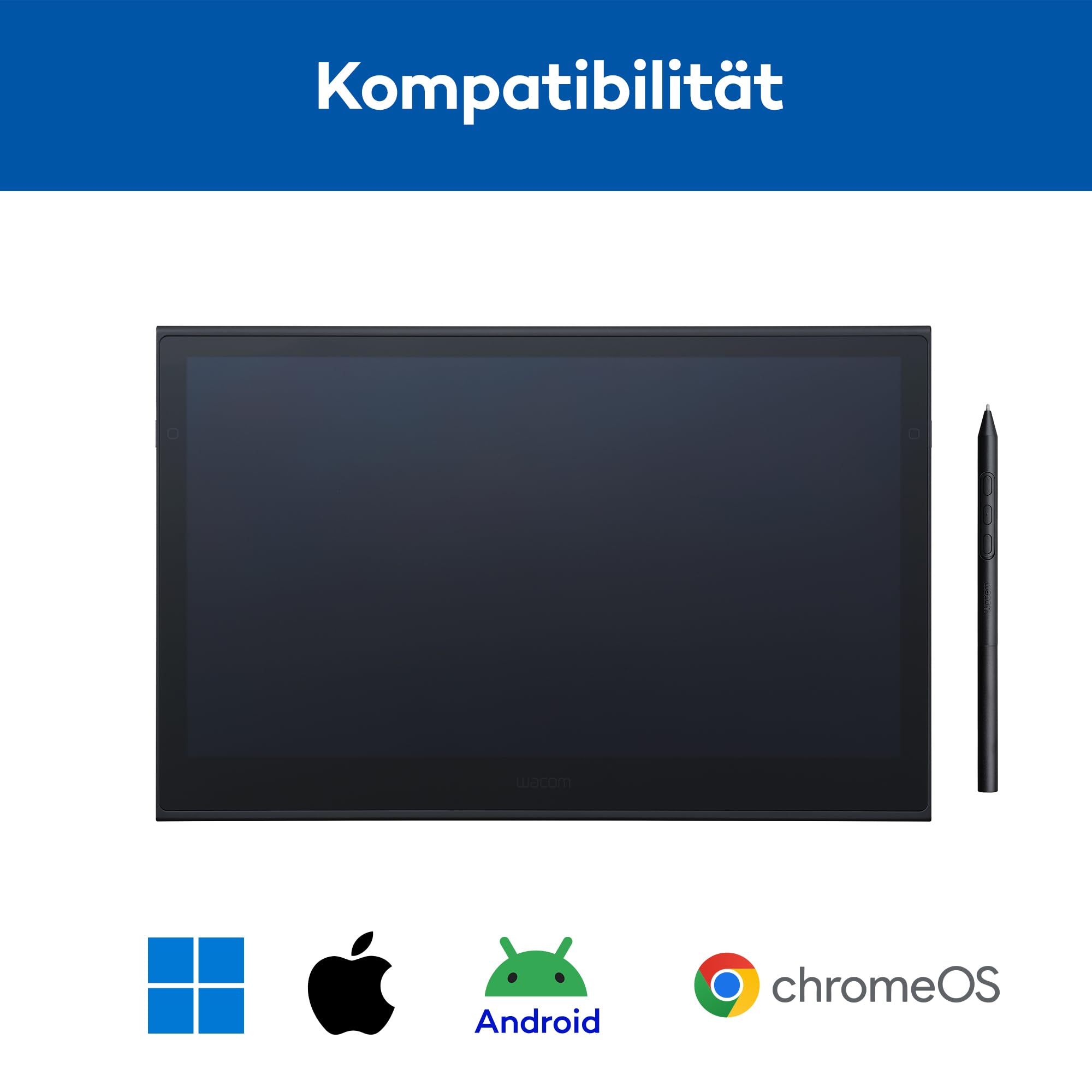 Wacom Movink 13 OLED Pen Display, ultraschlankes 4 mm Grafiktablett mit Display, Pro Pen 3 mit 8192 Druckstufen, 100 % DCI-P3 Farbraum, USB-C Ein-Kabel-Verbindung für Mac, Windows, Android & ChromeOS