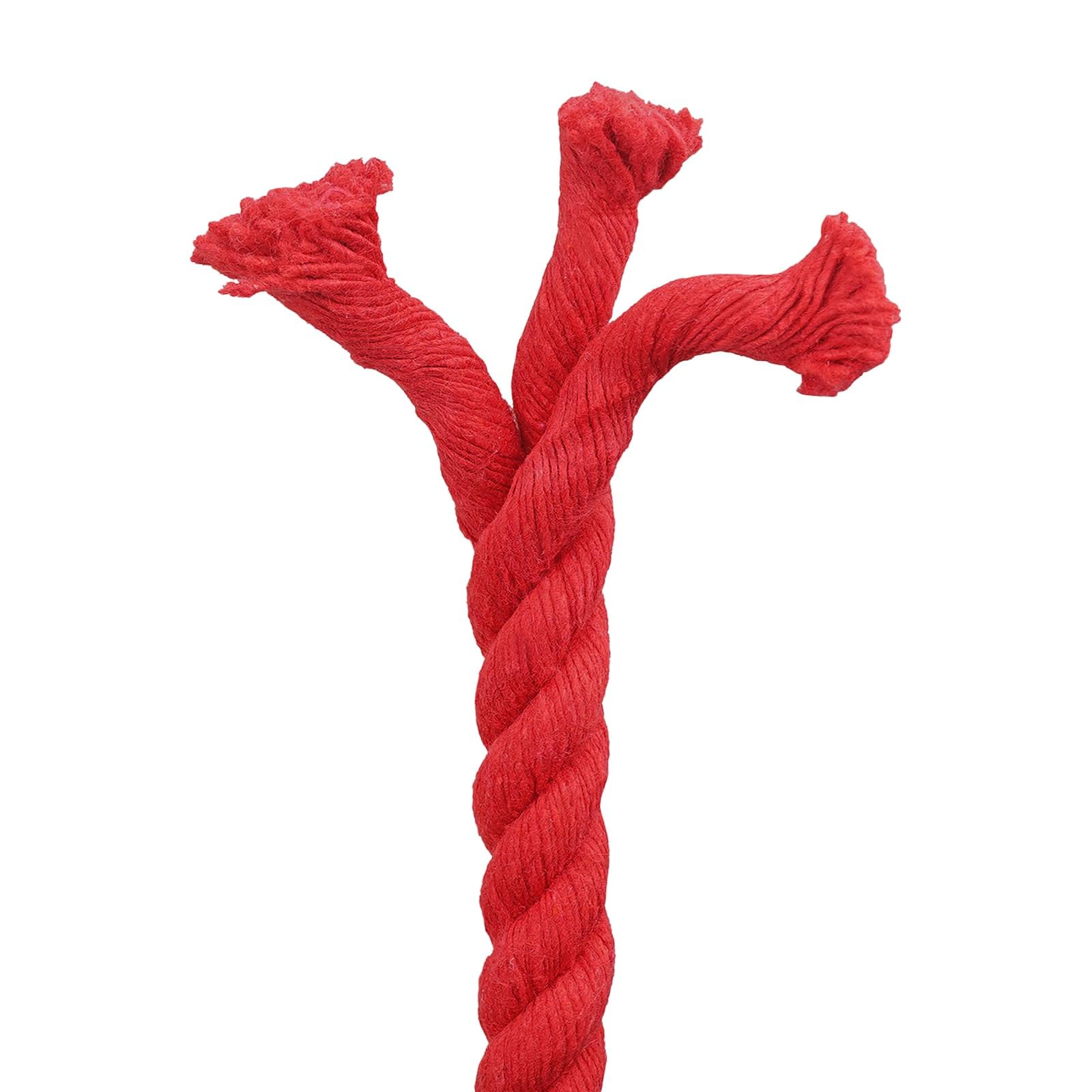 Cuerda de algodón rojo 2 x 2 cm, 100 metros, 3 capas para manualidades y jardín, cuerda resistente para exteriores, bricolaje, colgar, amarre, seguridad y decoración