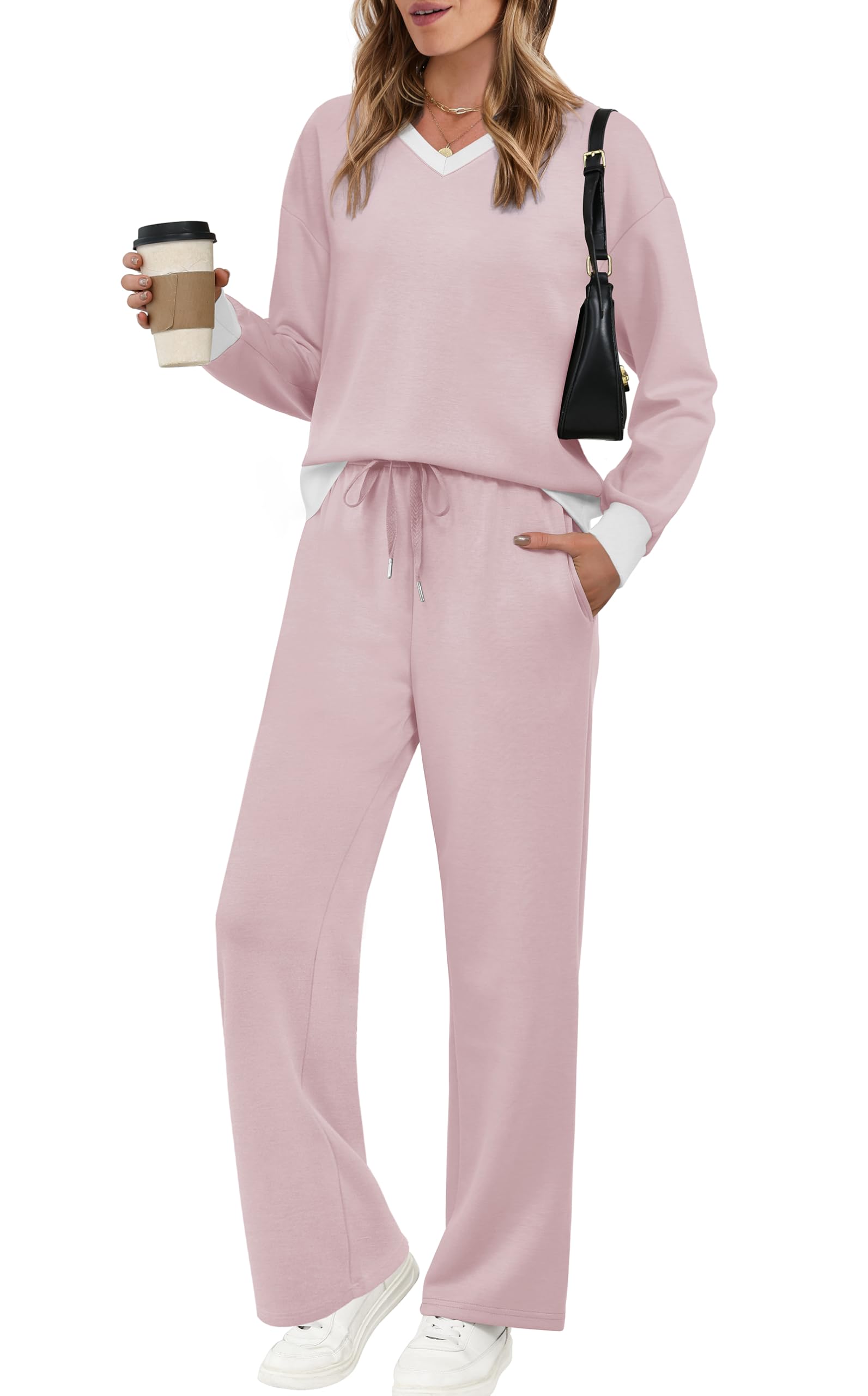 WIHOLL Women's 2 Piece Matching Lounge Set Sweatsuits Fall Outfits