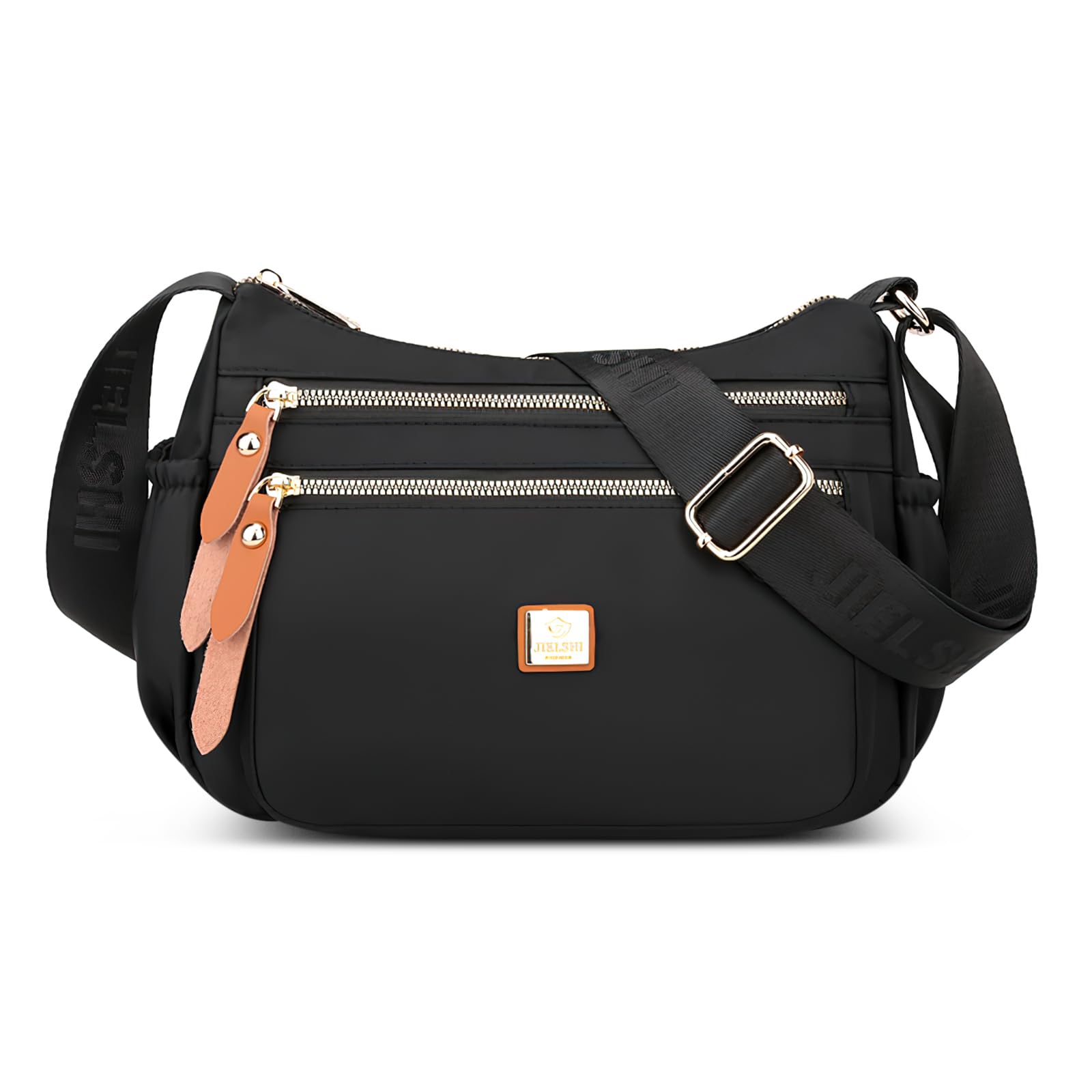 DIRRONA Donna Borsa Tracolla Moda Borsa Messenger Casual Borsa da donna Impermeabile Nylon Viaggio Shopping Lavoro Multi-tasca Borsa a Spalla Nero