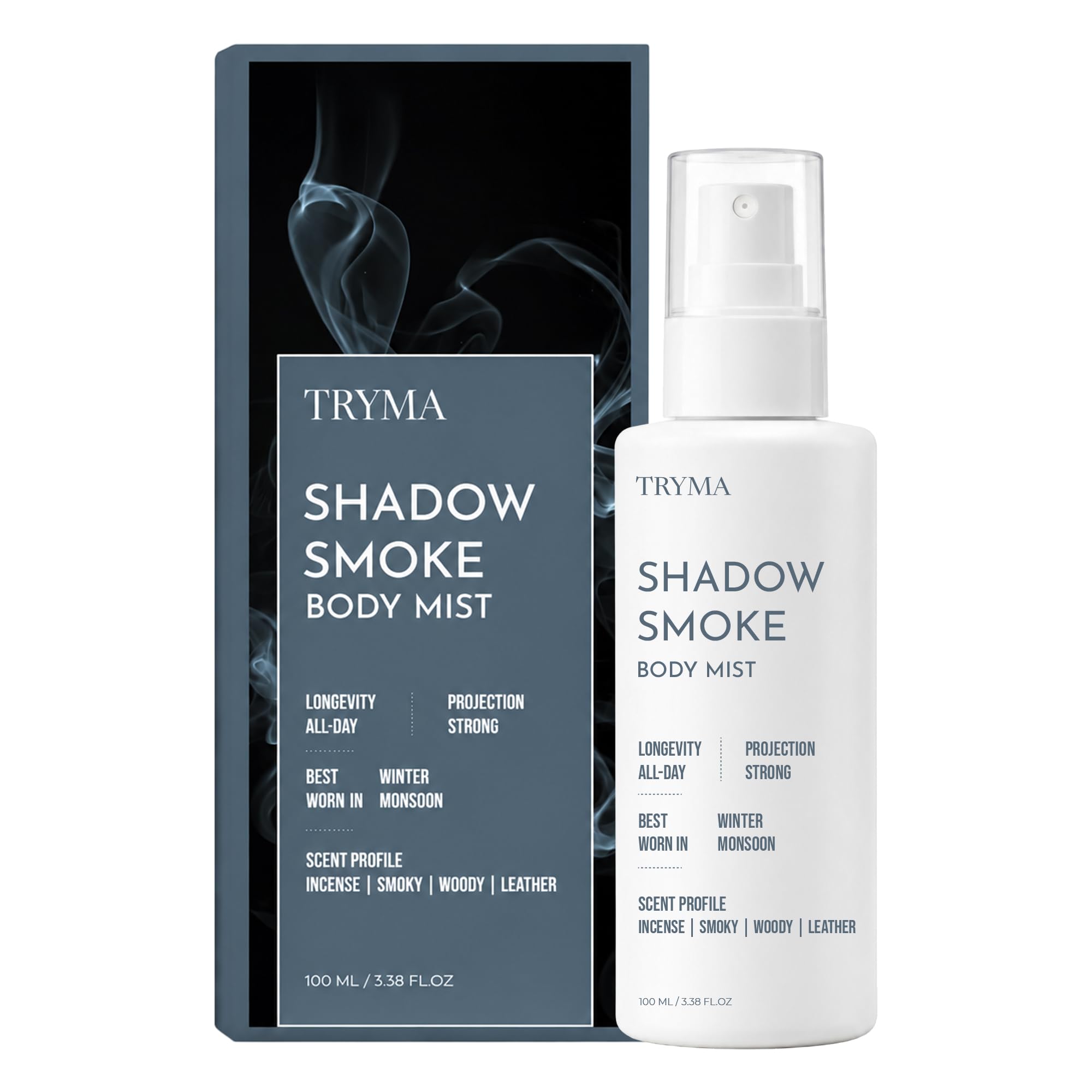 TRYMA Shadow Smoke Body Mist, Incense Smoky Woody Leather Scent, All-Day Longevity, Strong Projection, 100 ml-image-26