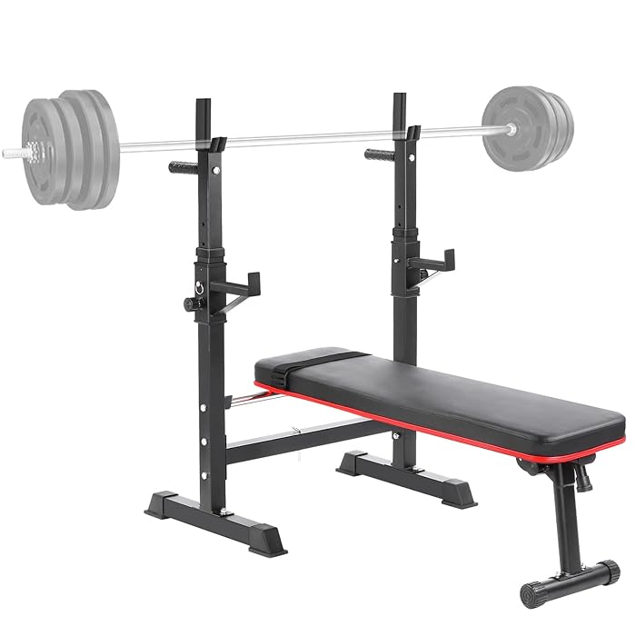 Buy Athlike Folding Bench Press Set, Multifunction Weight Bench with Squat Rack, Workout Bench