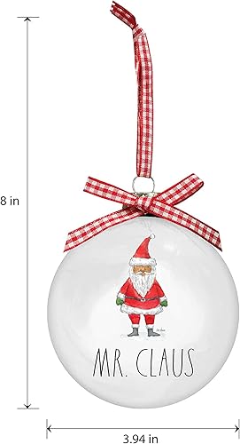 Miniatura 2 de Rae Dunn Adornos de Navidad Juego de 2 bolas de vidrio 3.937 in 3.94 pulgadas 3.94 pulgadas grandes decoraciones colgantes de vacaciones para