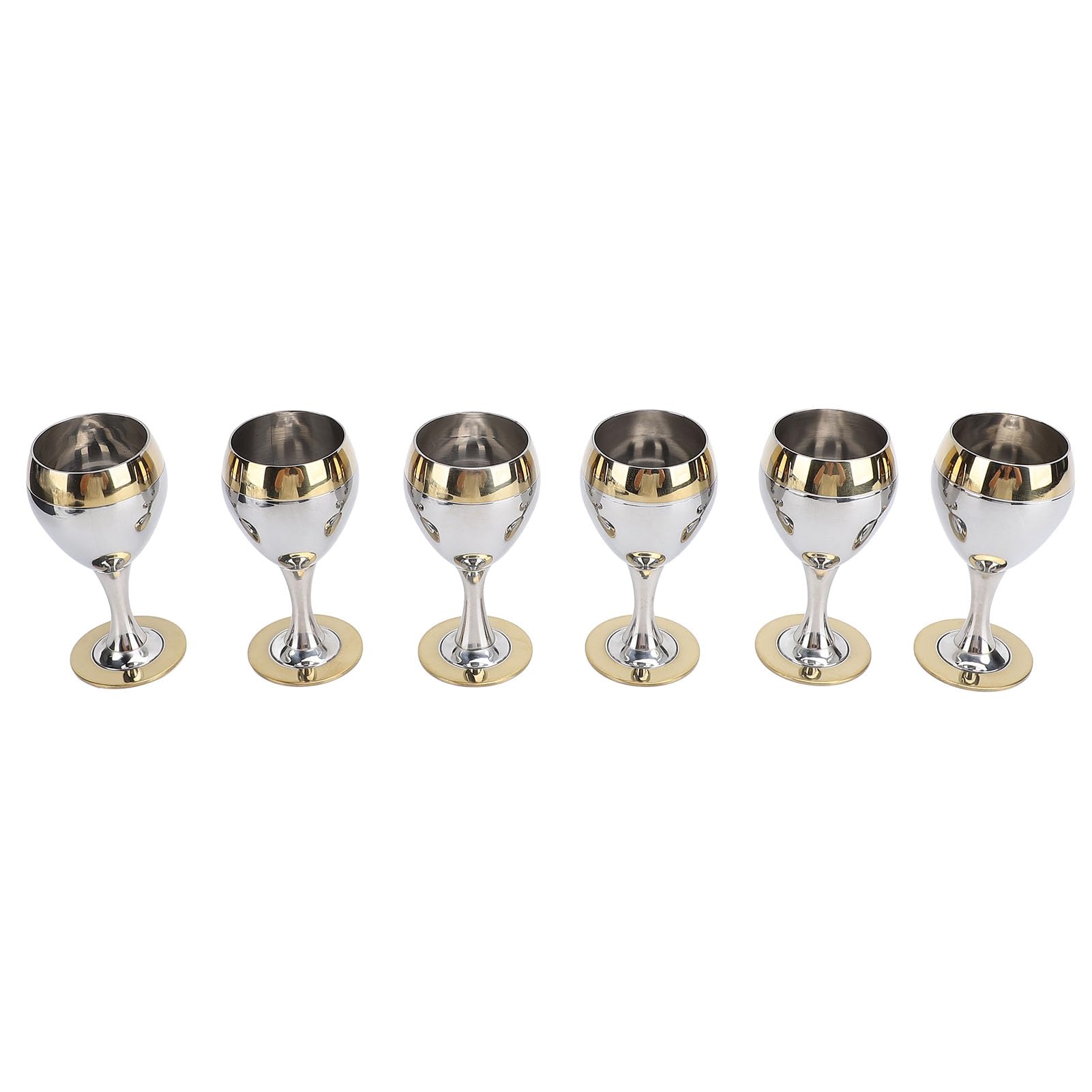 Juego de Copas de Vino de Metal, 6 Piezas, Elegantes Copas Irrompibles para Reuniones Al Aire Libre, Elegante Acero Inoxidable, Capacidad de 60 Ml