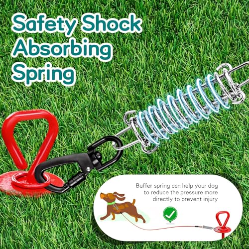 Snagle Paw Tie Out Cable for Dogs, 20FT Dog Leads for Yard Chew Proof, Heavy Duty Dog Tie Out Cable for Large Dogs Up to 250lbs, Durable Dog Runner for Yard or Camping