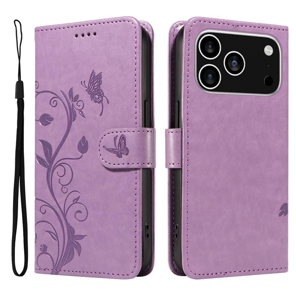 Generic Étui compatible avec iPhone 6/7/8/SE2/SE3 (couleur : violet), étui portefeuille à rabat magnétique, motif arbre papillon