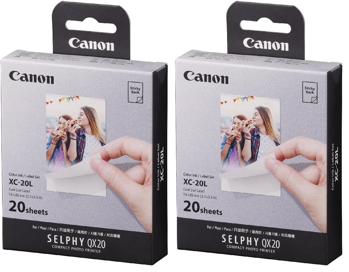 Canon XC-20L Color Ink/Paper Set for SELPHY QX20 Photo Printer, 20 Sheets (Pack of 2)