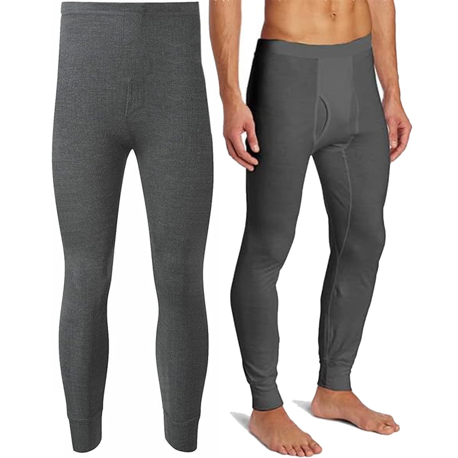 Pinkfairy Men’s Thermal Long Johns 2 Pack Warm Underwear Baselayer, Trousers Bottom Pant and Breathable (Long John Charcoal, XL)