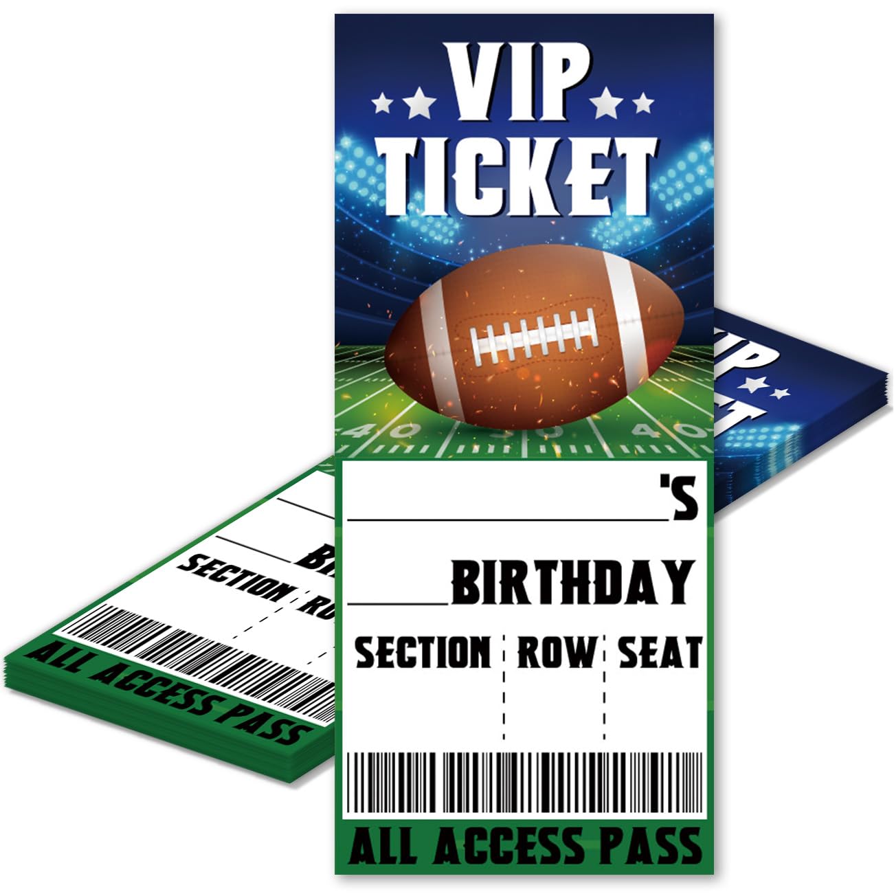 MQCLYSG Football Birthday Party Invitations 20 Pack Rugby Football Ticket Invitations with Envelopes Invites Cards for Birthday Party