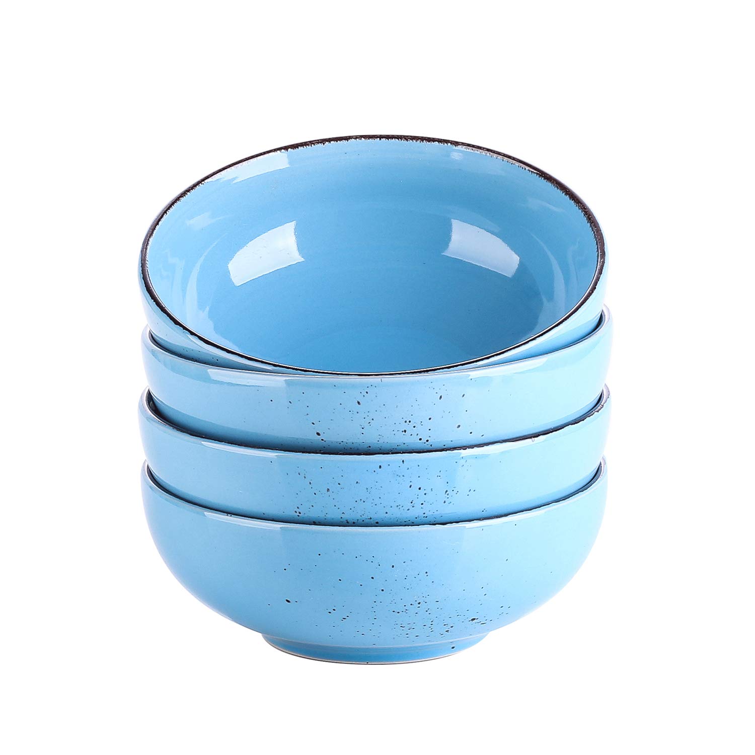 Blaue Keramikschüssel-Set, 17 cm, ideal für Suppe, Nudeln, Dessert, Obst, Nudeln, große Servierschüssel, 800 ml