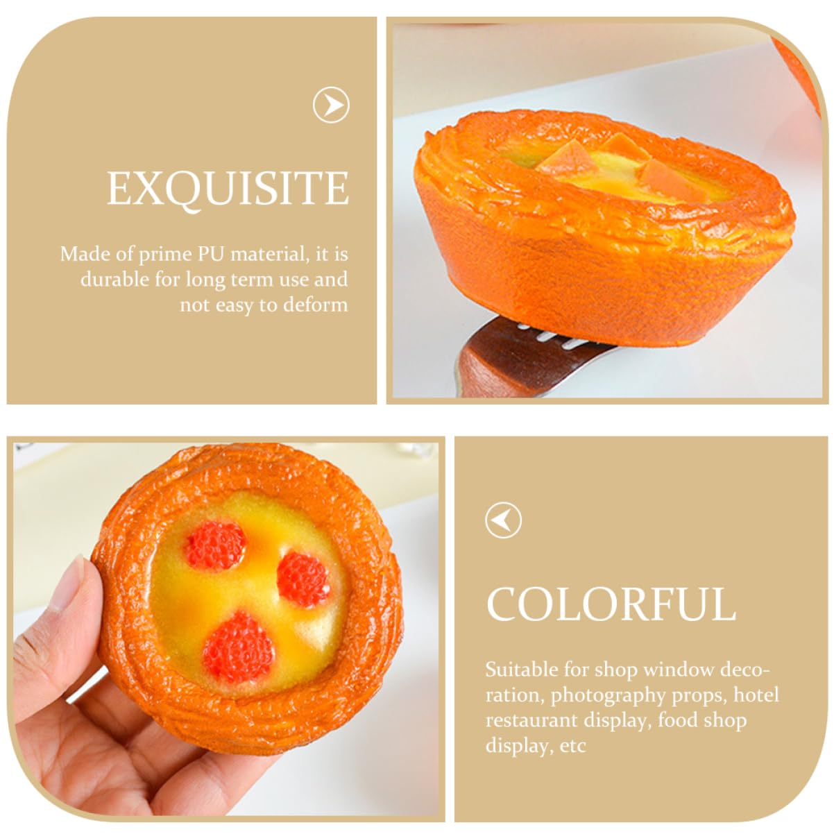 UPKOCH Realistic Tart Models 3pcs Simulation Dessert Decor for Party and Kitchen