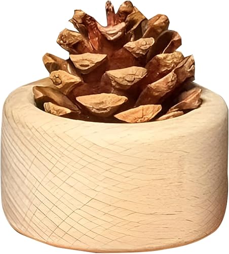 Difusor de aceite esencial de madera, difusor de aromaterapia de madera de haya con cono de pino natural, difusor pasivo de cilindro pequeño para el