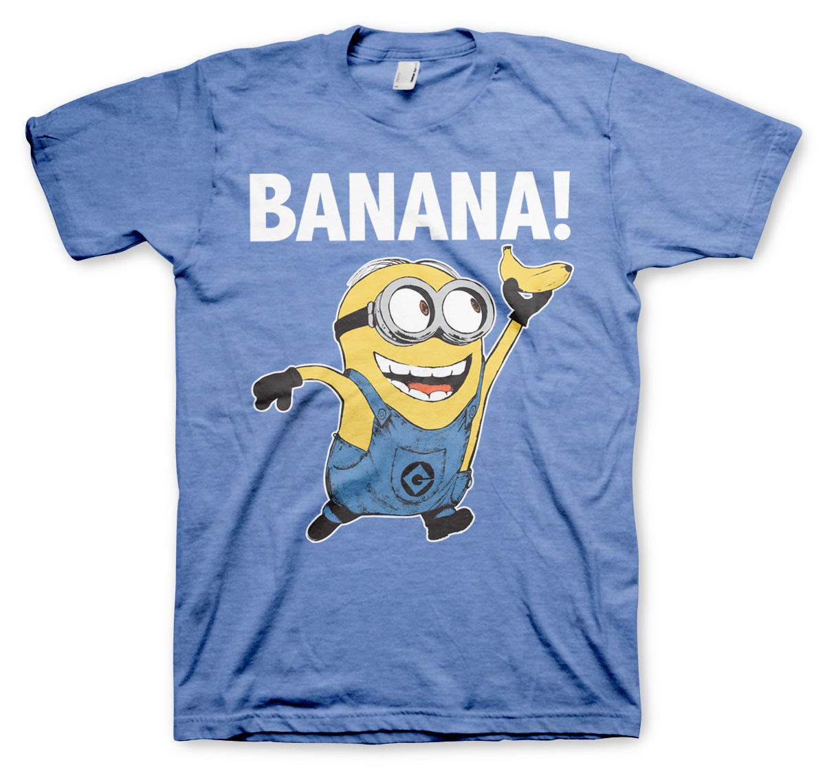 MINIONS Officially Licensed Banana! Mens T-Shirt (Blue-Heather), Medium