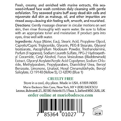 Mario Badescu Seaweed Cleansing Soap for All Skin Types |Creamy Cleanser that Gently Exfoliates |Formulated with Seaweed Grains & Bladderwrack Extract