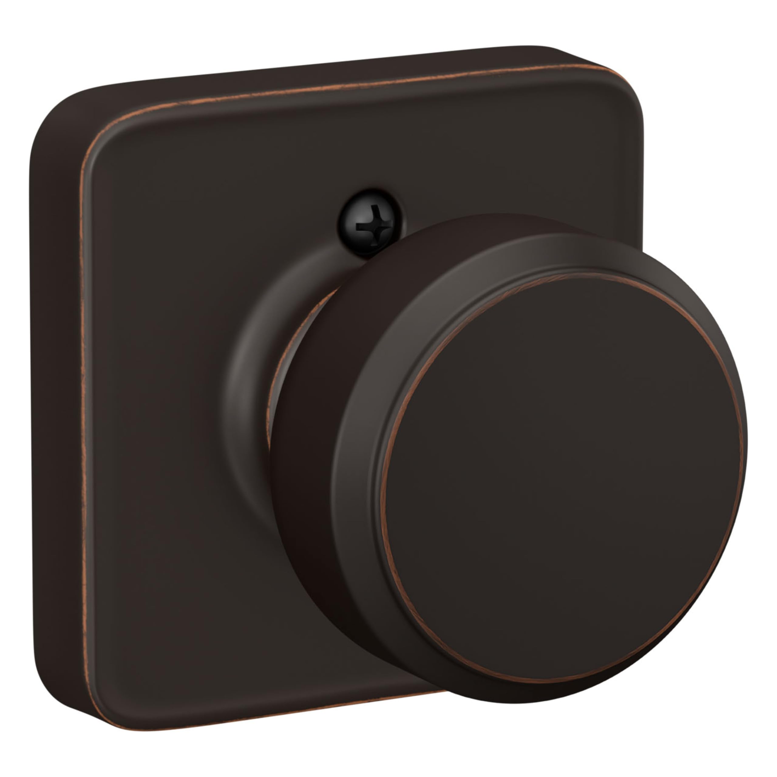 SCHLAGE Bowery Non-Turning Dummy Door Knob, Laflin Trim, Aged Bronze