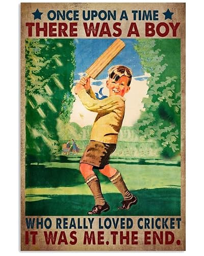 Kueprae Boys A209 8X12 Inch Once Upon A Time There Was A Who Really Loved Cricket It Was Me Poster Tin Metal Sign Wall Art For Home Bathroom Decor