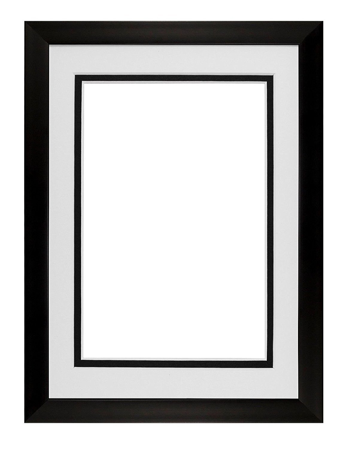 Rainbow Range Black Matt Double Mount Photo frame/picture frame/poster frame with Real Glass - White on Black Mount - 6"x4" for 4.5"x2.5" pictures