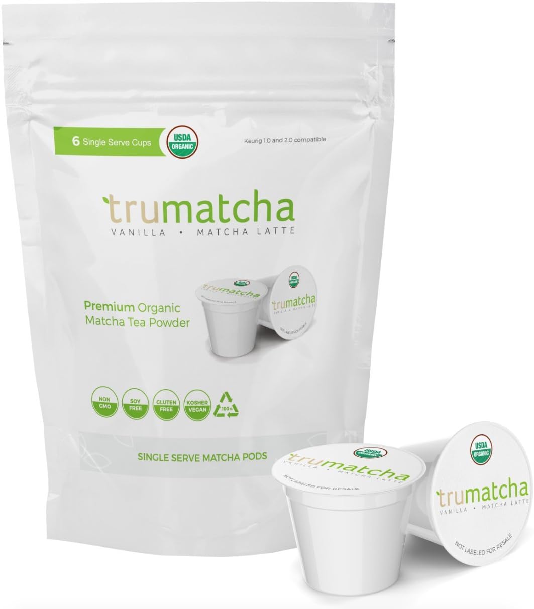 Organic Matcha Tea K Cups for Keurig 1.0 & 2.0, Best Matcha Green Tea Matcha Latte kcups Pods, 12 Single Serve Vanilla Pods, Japanese Ceremonial Grade, Rich in Antioxidant Delicious & Convenient