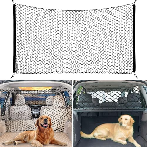 bangminda Barrière Chien pour Voiture SUV Filet de Séparation pour Animaux Compagnie Filet Coffre Voiture Filet de Chargement en Maille Extensible Universel...