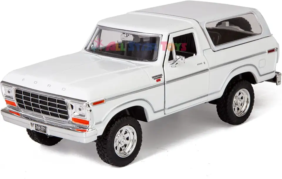 1978 Ford Bronco 1:24 Diecast Model Car White SUV SUT Truck Motormax All Star Toys Exclusive 79371F
