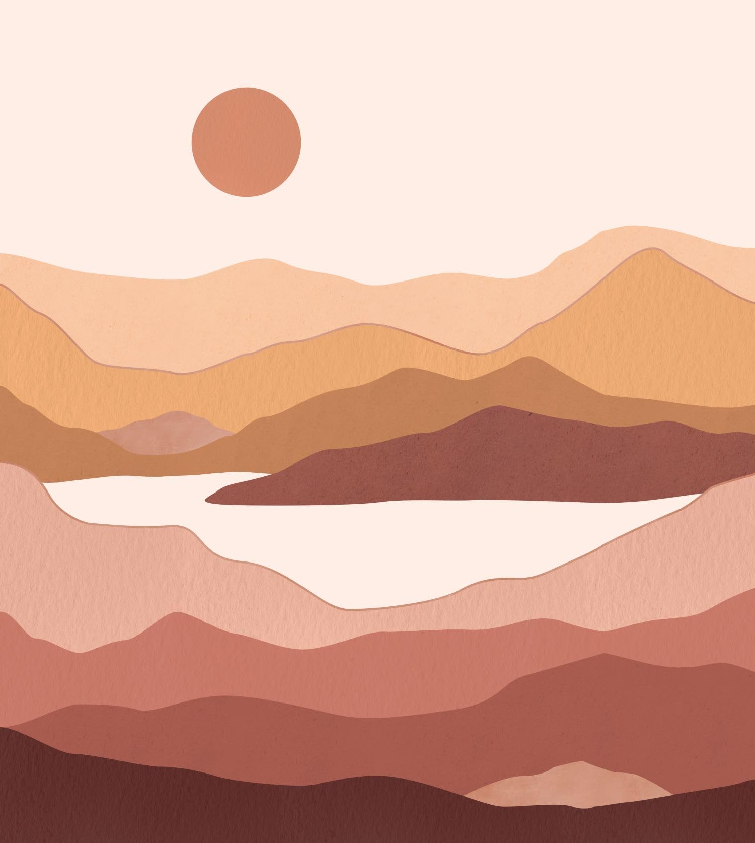 Papier peint panoramique paysage désertique rose terracotta 250x279