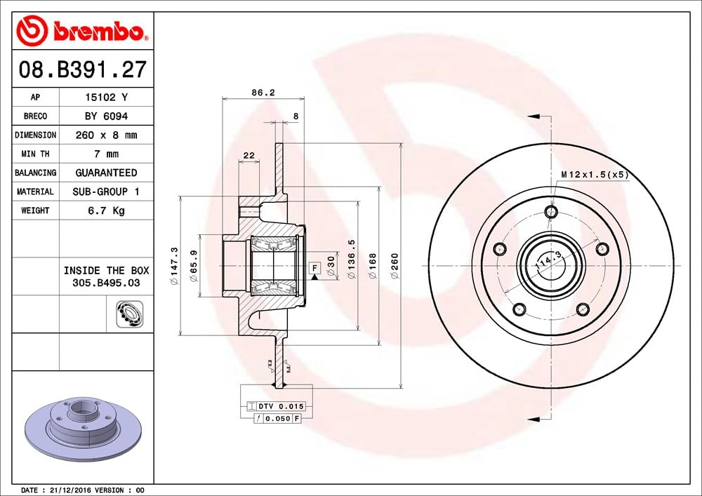 Brembo Dischi freno 08.B391.27