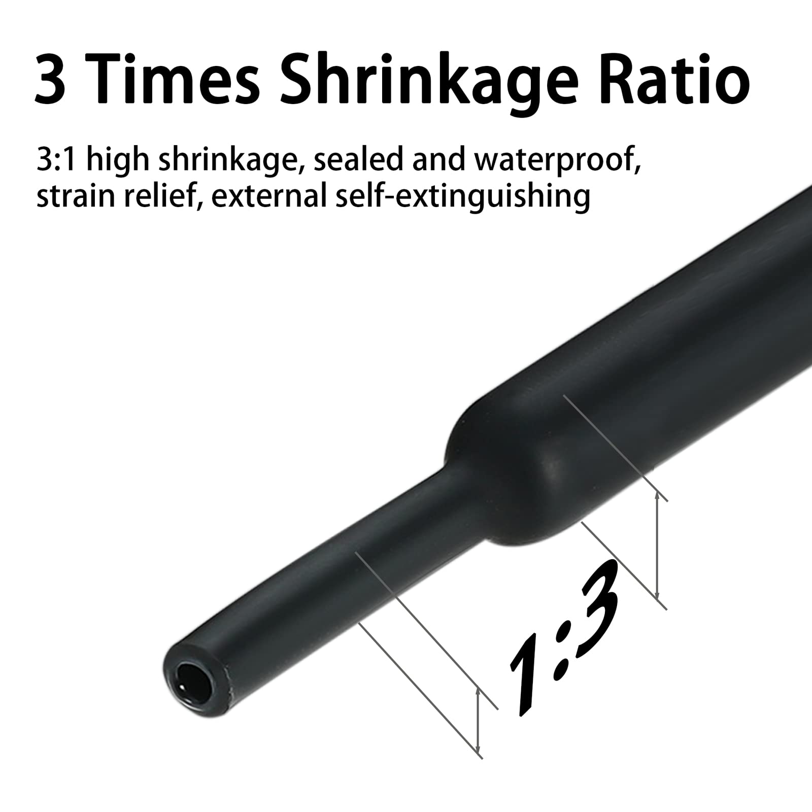 ALEKOR 8 Sizes 218 Pieces Large Adhesive Heat Shrink Tubing Kit 3:1 Ratio Industrial Marine Grade Waterproof